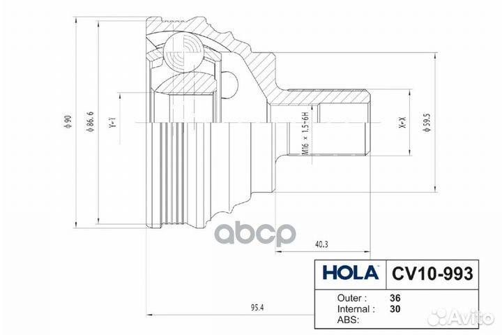 Шрус нар. 36*30*59,5 Audi A3 II 03, TT II 06