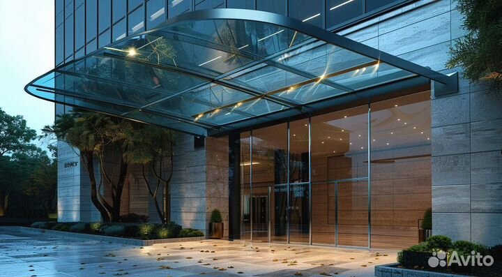 Стеклянный козырек, навес