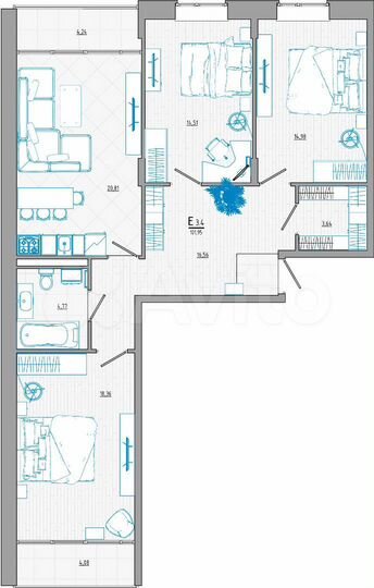 4-к. квартира, 102 м², 1/8 эт.