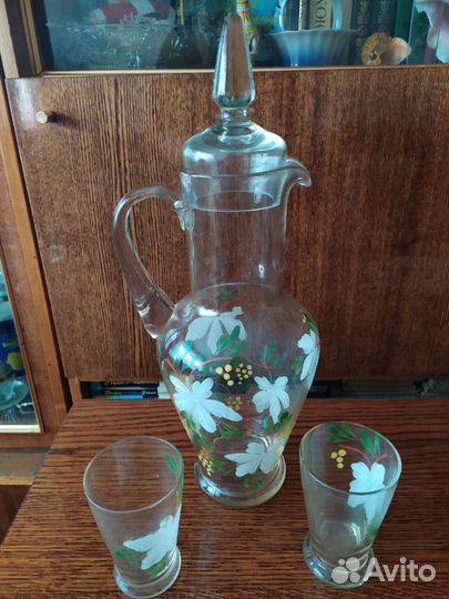 Графин стекло СССР и 2 стакана