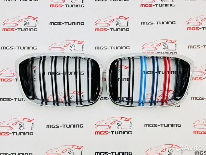 Решетка BMW Х3/X4 G01/G02 M Хром с триколором