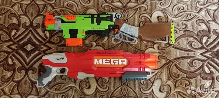Nerf даблбрич mega и слингфаер zombie strike