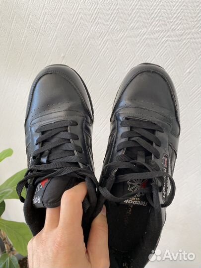 Кроссовки Reebok classic leather черные мужские 42