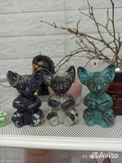 Котята Сфинксы свечи ручной работы