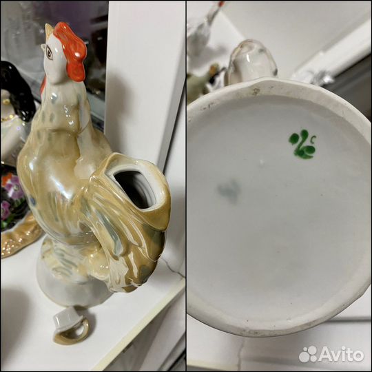 Статуэтка фарфоровая СССР Петух Цыганка Лебеди