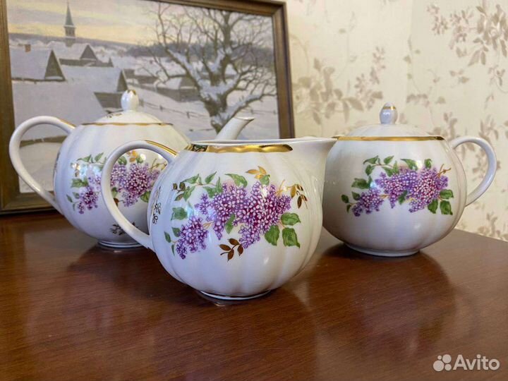 Предметы чайного сервиза Вербилки Сирень СССР