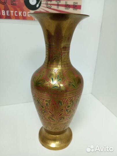 Ваза с цветочным узором Латунь Индия