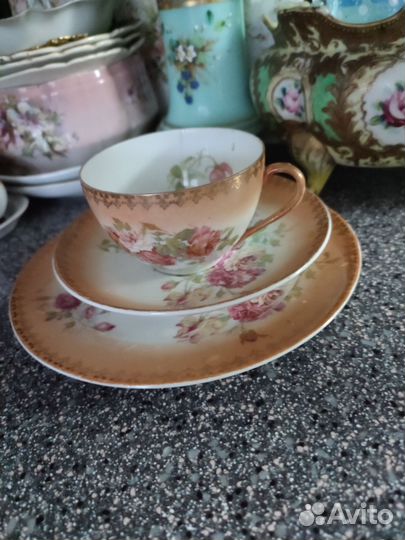 Чайная пара старинная Австрия розы
