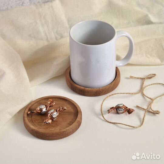 Набор деревянных подставок под чашки (4 шт.)