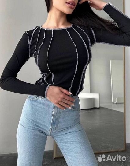 Лонгслив укороченный лапша