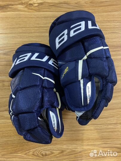 Краги хоккейные Bauer Ultrasonic 13,14 синие с бел