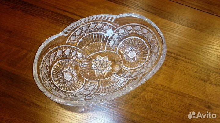 Ваза для фруктов, салатов, ладья. Чешский хрусталь