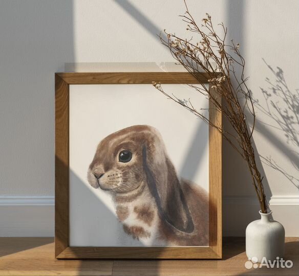 Картина акварелью «Кролик»