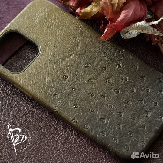 Чехол для телефона iPhone (Айфон) 11. Кожа страус