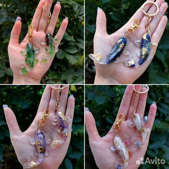 Брелок Рыбка с натуральными камнями