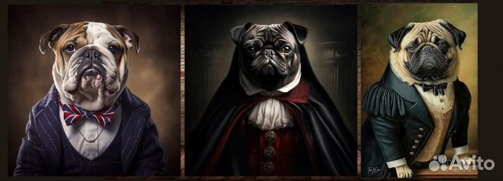 Мопсы картины на холсте