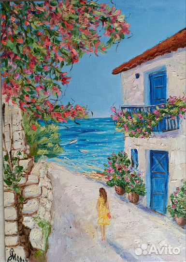 Картина Южный пейзаж масло,живопись для дома