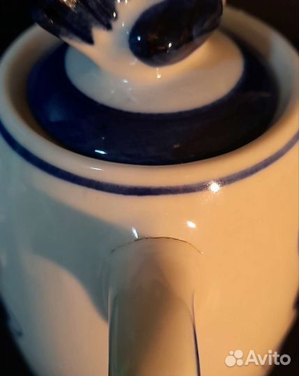 Чайник кофейник Петух Курочка Гжель + 6 чашек