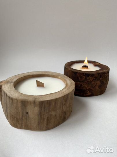 Свеча в натуральном дереве