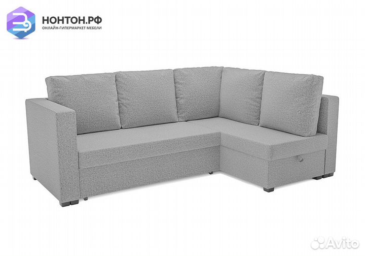 Угловой диван дельфин Мансберг рогожка серая