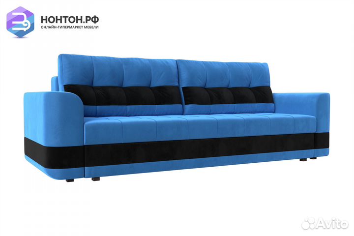 Диван еврокнижка Честер голубый / черный