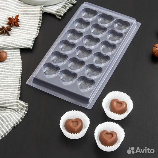 Форма для шоколада и конфет «Сердца», 18 ячеек, 22