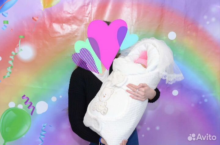 Конверт на выписку,Мишка в окошке, Балуша