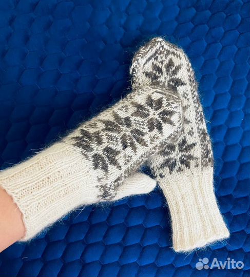 Варежки пуховые ручная работа