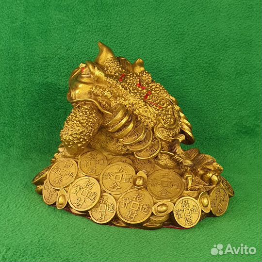 Бронзовая статуэтка фен-шуй Денежная жаба с рогом