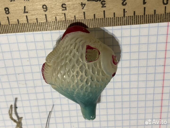 Новогодняя елочная игрушка рыба времен СССР