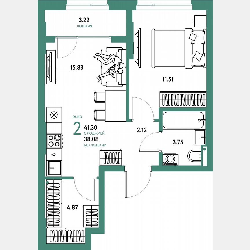 1-к. квартира, 39,7 м², 4/23 эт.