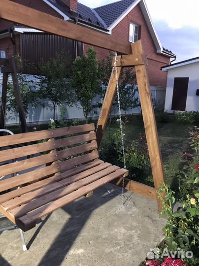 Садовые качели деревянные