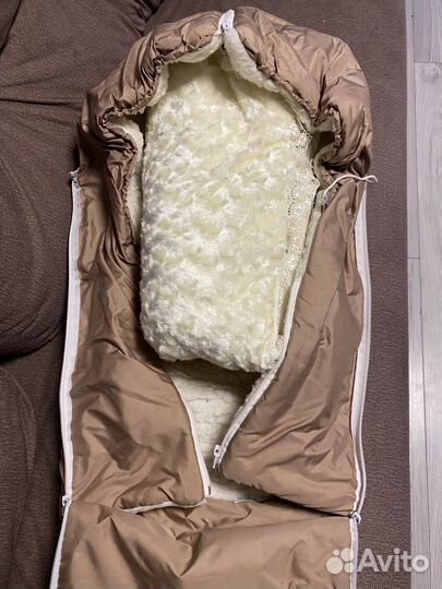 Зимний детский конверт на выписку с одеялом