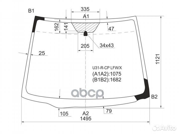 Стекло лобовое Nissan Presage 03-09 U31-R-CP LF