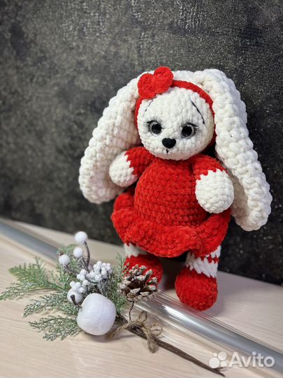 Вязаная зайка игрушка, подарок, амигуруми