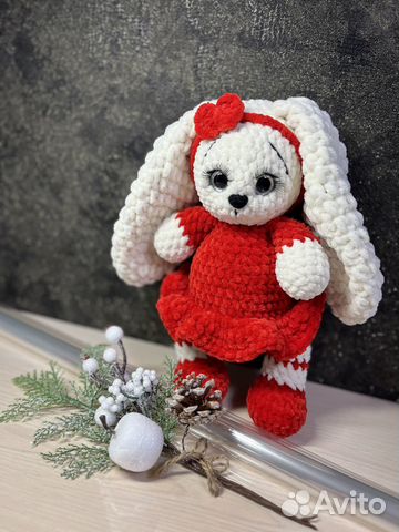 Вязаная зайка игрушка, подарок, амигуруми