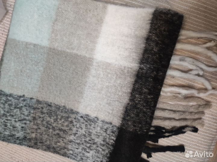 Шарф зимний с кистями minaku клетка 210*38+18 см