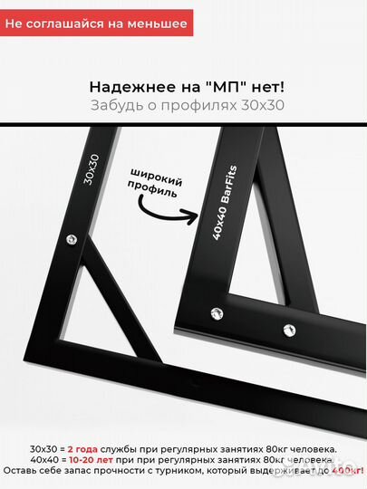 Турник 3в1 40х40 Premium Черный