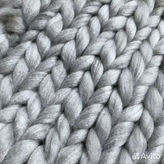 Шапка крупная вязка, светло-серый