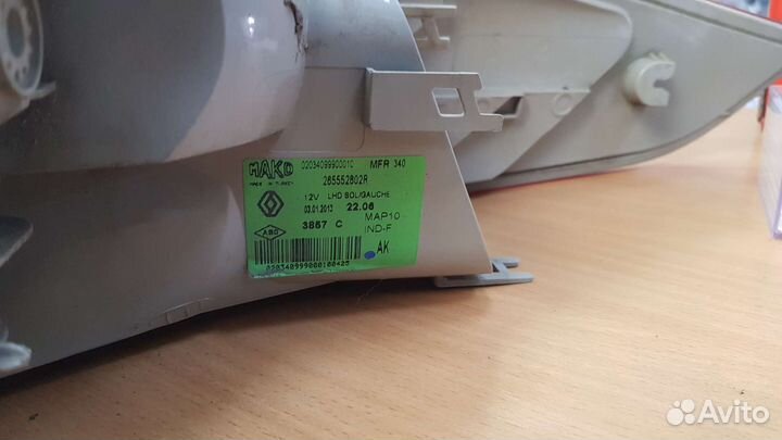 Фонарь задний правый renault fluence