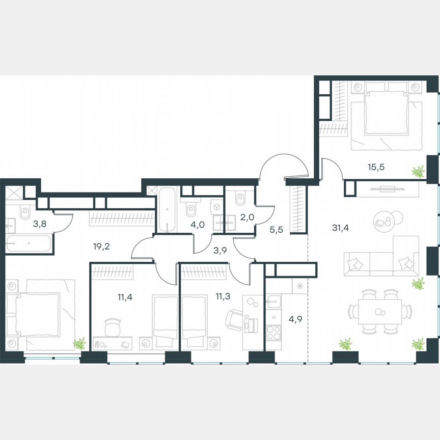 5-к. квартира, 112,9 м², 61/64 эт.