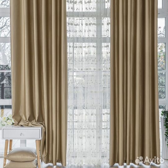 Шторы сатен Адора английское золото