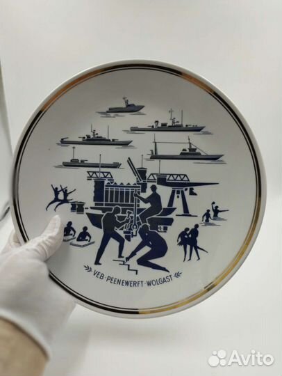 Тарелка. Фарфор.Агитация. гдр. вмф