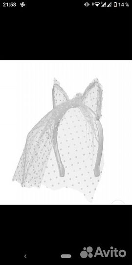 Обруч Ободок с ушками и вуалью