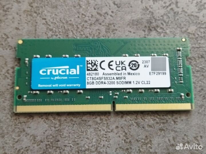 Память для ноутбука sodimm ddr4 crucial 8gb 3200
