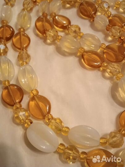 Бусы урановое стекло Чехословакия винтаж