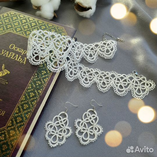 Кружевные украшения, серьги, чокер