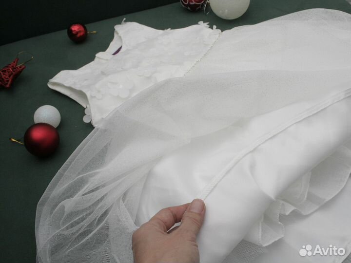 Платье для девочки нарядное новогоднее 92 белое