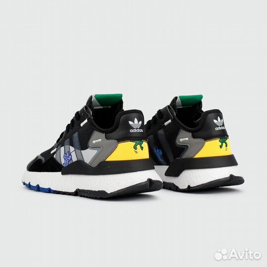 Кроссовки Adidas Nite Jogger Black Green/Grey Logo