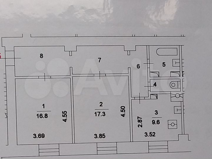 2-к. квартира, 67 м², 2/8 эт.